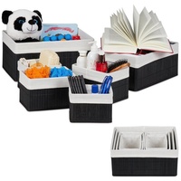 Relaxdays 12 x Aufbewahrungskorb Bambus schwarz