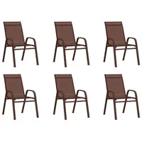 VidaXL Stapelbare Gartenstühle 6 Stk. Braun Textilene