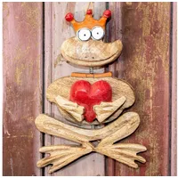 Antikas Fensterschmuck Frosch, XXL, Holzfigur, Froschkönig, Dekoration
