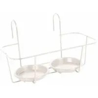 Jardifer Haken-Blumentopfhalter 2 Töpfe klein 34 cm weiß