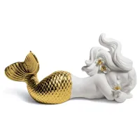 Casa Padrino Luxus Porzellan Figur Meerjungfrau Weiß / Gold