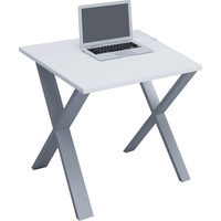 VCM my office Lona Schreibtisch weiß quadratisch, X-Fuß-Gestell silber