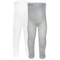 Ewers - Strumpfhose BABY UNI 2er-Pack in weiß/hellgrau melange,