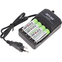Arcas Ladegerät inklusive 4 Mignon AA NiMH Akkus mit