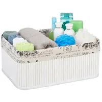 Relaxdays Aufbewahrungskorb Bambus mit Print 38 x 50 x