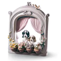 Casa Padrino Luxus Porzellan Skulptur Wartende Haustiere / Hunde