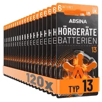 Absina Hörgerätebatterien 13 mit gut greifbarer Schutzfolie - Hörgeräte