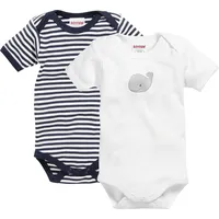 Playshoes - Kurzarm-Body BABY Wal, 2er-Pack in weiß/navy, Gr.50/56