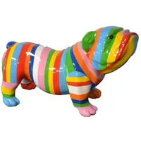 Casa Padrino Designer Dekofigur Hund Bulldogge Mehrfarbig Gestreift 55