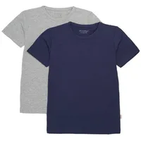 MINYMO - T-Shirt Basic KNIT 2er-Pack in marine/grau melange,