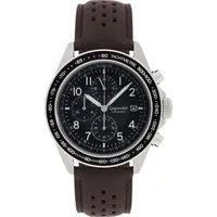 Gigandet Herren Uhr Chronograph Edelstahl Lederband Silber Schwarz Racetrack