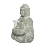MARELIDA Teelichthalter Buddha Statue Kerzenhalter Zen Deko H: 20cm