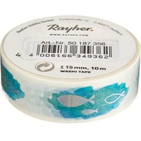 Rayher Washi Tape Fisch Deko-Klebeband matt 15,0 mm x