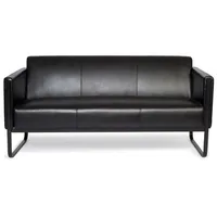 HJH Office Lounge Sofa BALI BLACK Kunstleder glatt, 3-Sitzer,