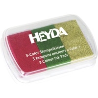Heyda Stempelkissen 3-Color, rot/dunkelgrün/gold