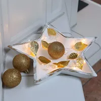 MARELIDA LED Drahtlichterkette mit goldenen Blättern und Perlen -