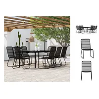 VidaXL Garten-Essgruppe 9-tlg. Schwarz