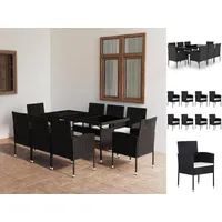 VidaXL Garten-Essgruppe 9-tlg. Schwarz