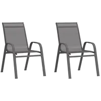 VidaXL Stapelbare Gartenstühle 2 Stk. Grau Textilene