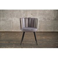 KAWOLA JADA Esszimmerstuhl Velvet grau Fuß schwarz