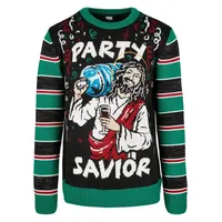 URBAN CLASSICS Savior Christmas Sweatshirt Black / Mint Green