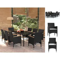 VidaXL Garten-Essgruppe 9-tlg schwarz inkl. Kissen 3099334