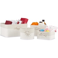 Relaxdays Aufbewahrungskorb 4er Set, Bambus mit Stoffbezug, 4 Größen,