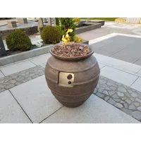 Gardenforma Gas Feuerstelle Katla, Keramik Antik braun, Faserbeton