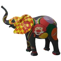 Casa Padrino Designer Dekofigur Elefant mit Clown Design Bunt