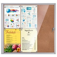 Showdown® Displays Schaukasten Economy XS Kork silber 6x DIN
