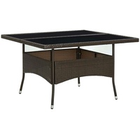 VidaXL Garten-Esstisch Braun Poly Rattan und Glas