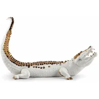 Casa Padrino Luxus Porzellan Deko Figur Krokodil Weiß /