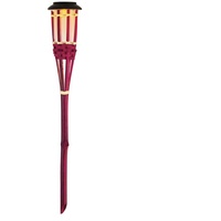 MARELIDA LED Solar Gartenfackel Bambus simulierter Flammeneffekt pink Solarfackel