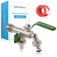 Bächlein Doppel-Wasserhahn 1/2 & 3/4 Zoll grün