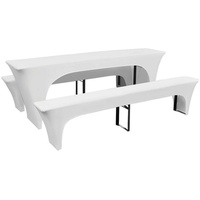 VidaXL 3-tlg. Hussen-Set für Biertisch und Bänke Weiß 220x50x80