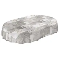 ANRO Wachstuchtischdecke abwaschbar Oval 240 x 140 cm Grau