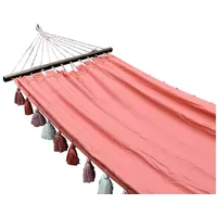 HOPLO Single Stabhängematte SALMON mit Quasten mit Spreizstab 100cm,