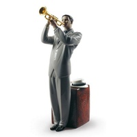 Casa Padrino Porzellan Skulptur Jazz Trompeter Mehrfarbig 17 x