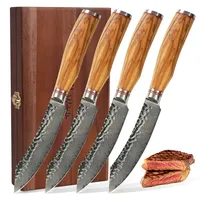 Wakoli 4er Damast Steakmesser-Set I 12,5 cm Klingen I