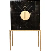 Casa Padrino Designer Barschrank Schwarz / Messingfarben 120 x