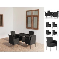 VidaXL 5-tlg. Garten-Essgruppe Poly Rattan Schwarz