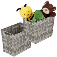 Relaxdays 2 x Aufbewahrungskorb geflochten grau, grau