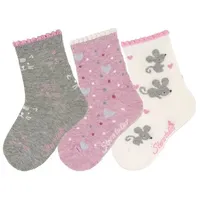 Sterntaler Söckchen 3er-Pack Katze hellgrau, 17/18