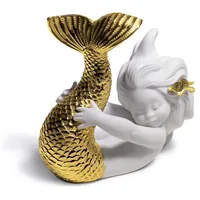 Casa Padrino Luxus Porzellan Figur Meerjungfrau Weiß / Gold