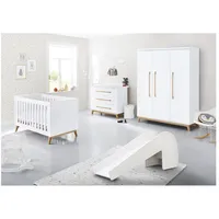 Lomadox Babyzimmer Kombination inkl. Rutsche in weiß edelmatt mit