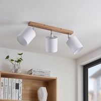 LINDBY Deckenstrahler Imarin, 56 cm, 3-flammig, weiß, Holz