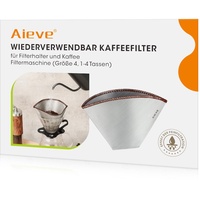 Aieve Kaffee Filter, Dauerfilter Kaffee größe 4, Edelstahl Kaffeefilter