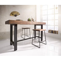 DeLife Bartisch Blokk 165x60 cm Akazie Braun mit Metallgestell,