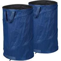 Relaxdays Laubsack 120 L 2er Set Pop Up blau