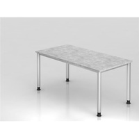 Hammerbacher Schreibtisch 4-Fuß-rund 160x80cm Beton/Silber